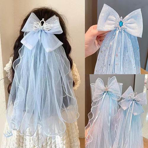 女童头纱儿童头饰爱莎艾莎公主发夹新款宝宝发饰皇冠发卡生日蝴蝶