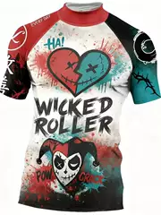 Men's MMA Compression Short Sleeve Athletic Shirt BJJ Rash Guard High Neck Tight Fit