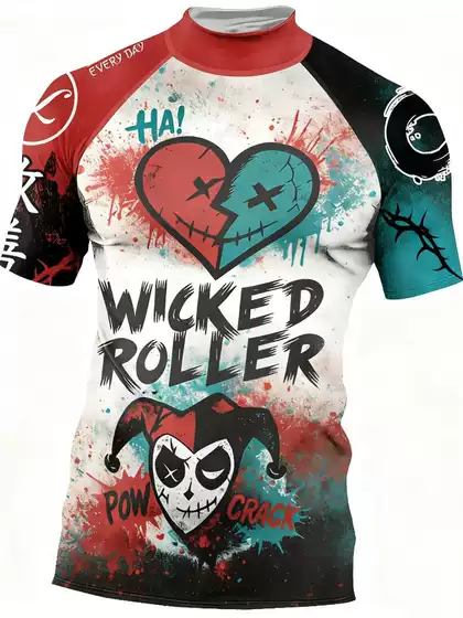 Men's MMA Compression Short Sleeve Athletic Shirt BJJ Rash Guard High Neck Tight Fit