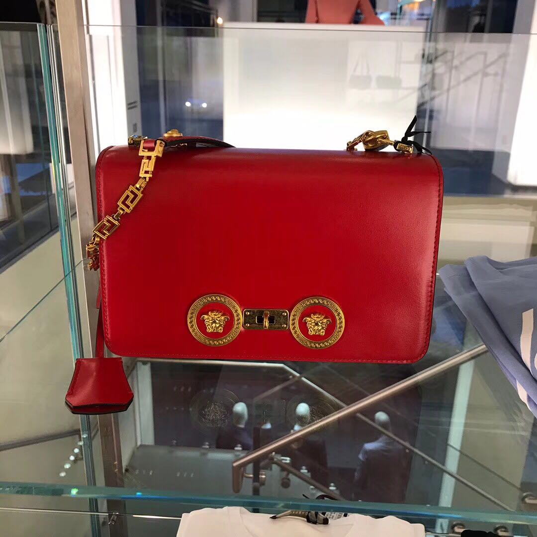 意大利代購正品Versace 范思哲牛皮女包蔡依林同款鎖扣單肩斜挎包
