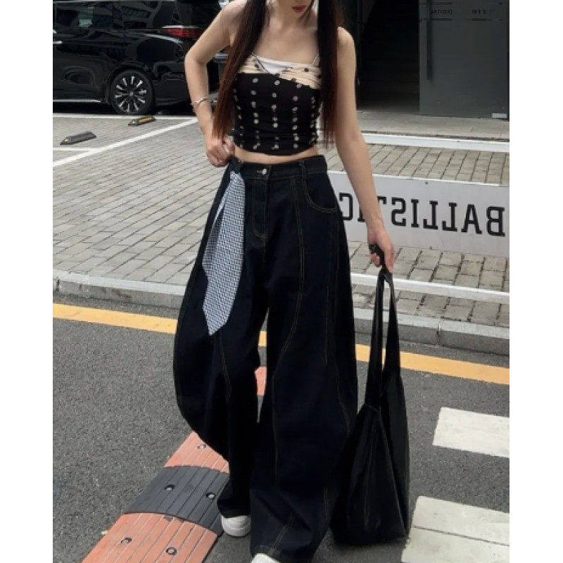 网红款高街美式其他解构弯刀牛仔裤