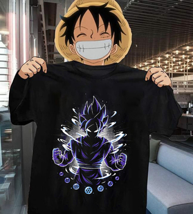 男女装DRAGON BALL七龙珠悟空二次元动漫印花T恤水洗做旧短袖情侣