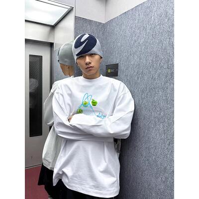 重磅纯棉美式高街长袖t恤男款2026新款设计感小众青少年潮流上衣