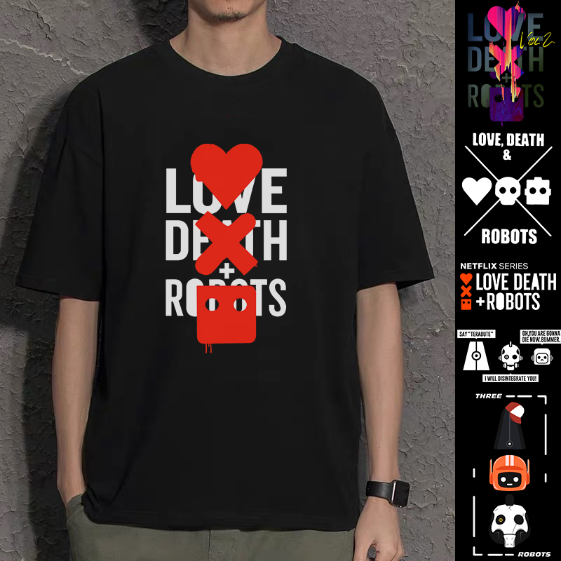 爱死亡和机器人周边短袖T恤爱死机与齐马蓝美剧联名tee体恤