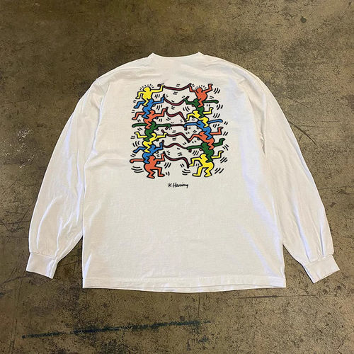 BOMBA STUDIO  Keith Haring凯斯哈林艺术印花长袖T恤白色情侣款