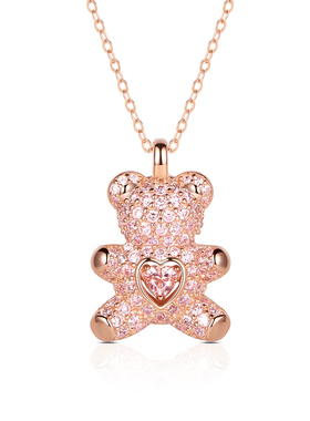 情人节礼物送女朋友爱心小熊项链