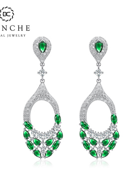 Blanche祖母绿设计感小众耳环 2025新款高级感耳坠名媛大气耳饰女