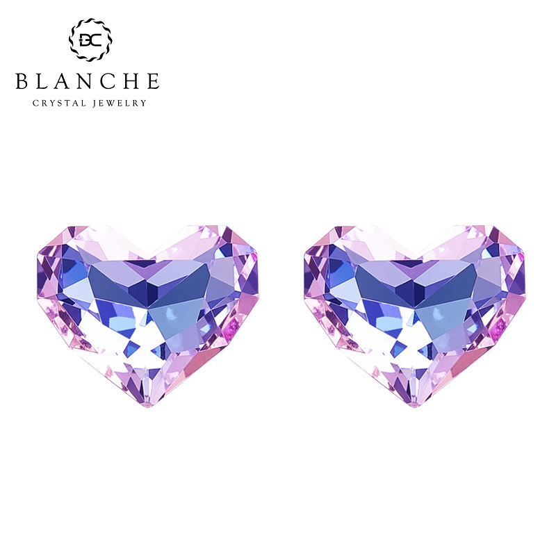 北极光爱心水晶耳环2025新款耳钉