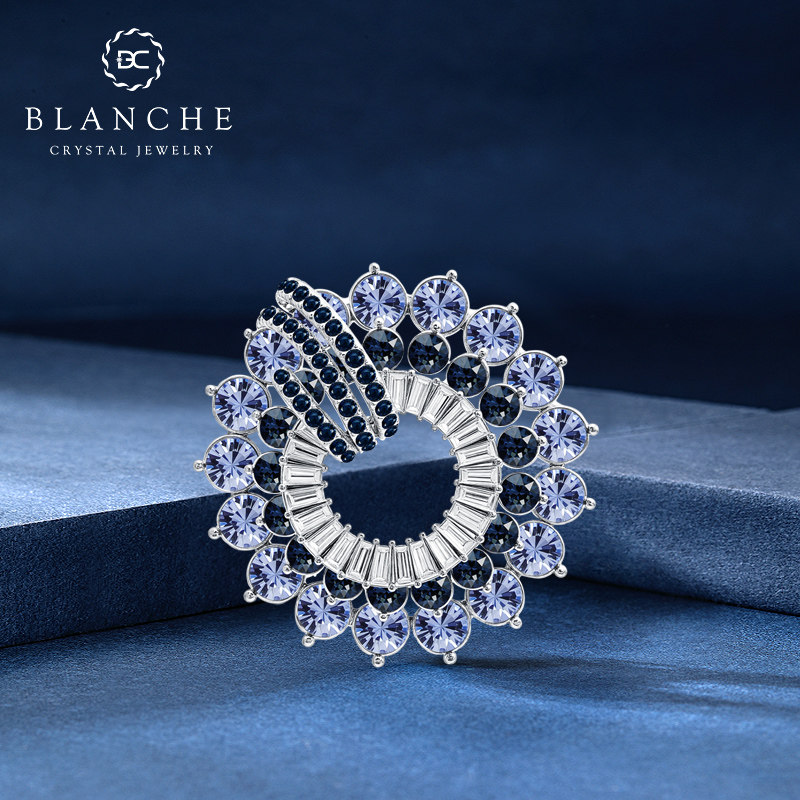 璀璨星环水晶高端胸针男士商务女