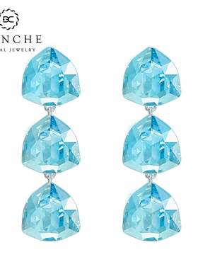 BLANCHE/布兰琪星河挂坠奥地利水晶耳坠小流苏耳环独特修脸耳饰女