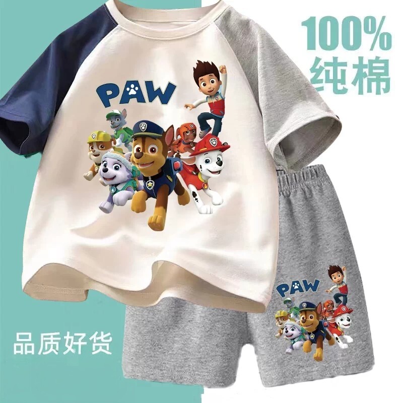 英国纯棉儿童套装汪汪队蜘蛛侠裤