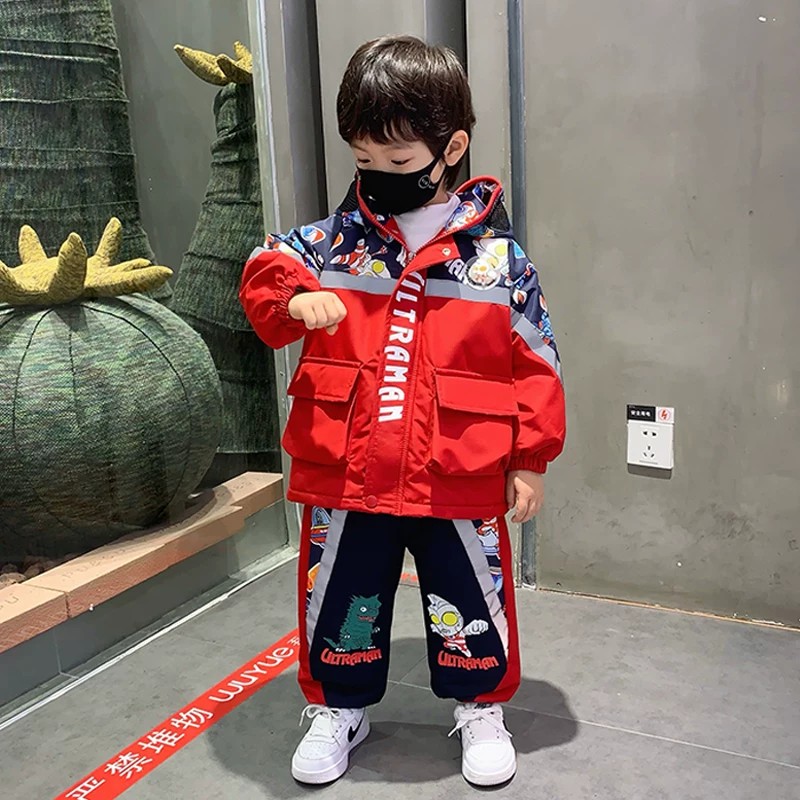 英国奥特曼衣服男童加绒套装棉服