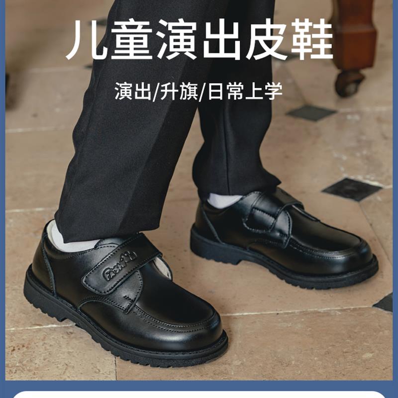 英国男童皮鞋加绒儿童演出鞋子