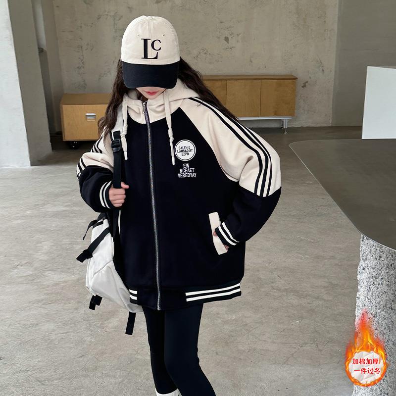 英国女童外套加厚卫衣夹棉棒球服