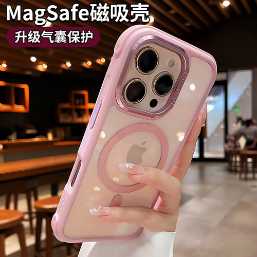 适用苹果17pro手机壳新款iphone16promax金属镜头框Magsafe磁吸透14亮15情侣简约13全包硅胶防摔气囊12保护套