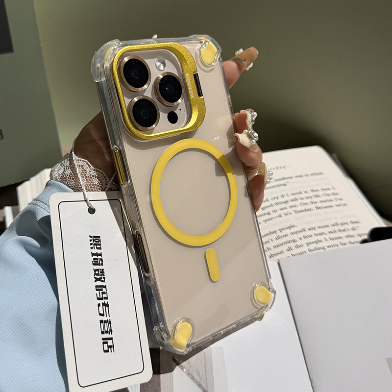镜头隐形支架适用苹果16promax磁吸手机壳气囊防摔iPhone15Pro手机套透明散热14PM简约保护壳13小清晰夏外壳