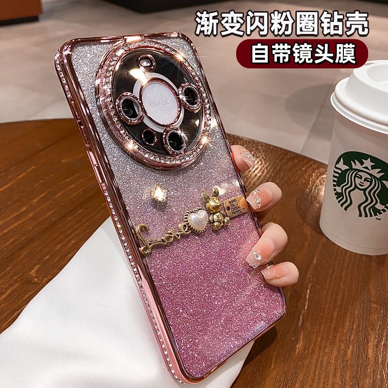 闪粉水钻边框适用华为Mate70Pro手机壳新款Pura70Pro高级感镜头全包防摔Pro+创意2024女款mt60网红P70硅胶套