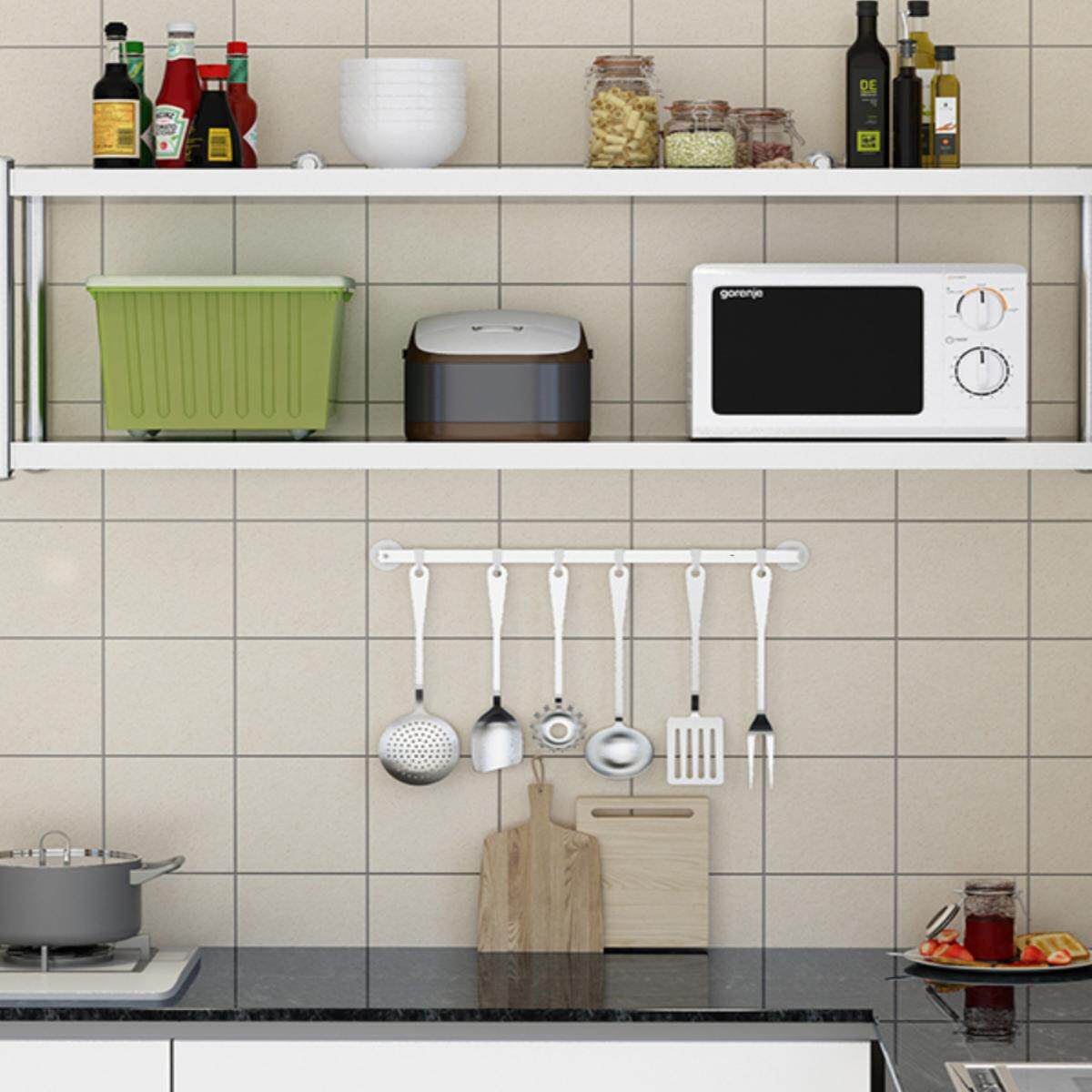 厨房不锈钢置物架两层挂墙吊架微波炉调味品架饭店碗盘收纳吊柜架