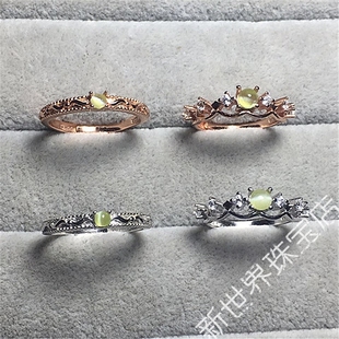 天然斯里兰卡金绿猫眼石戒指金绿宝石指环简约尾戒日韩 女款 轻奢
