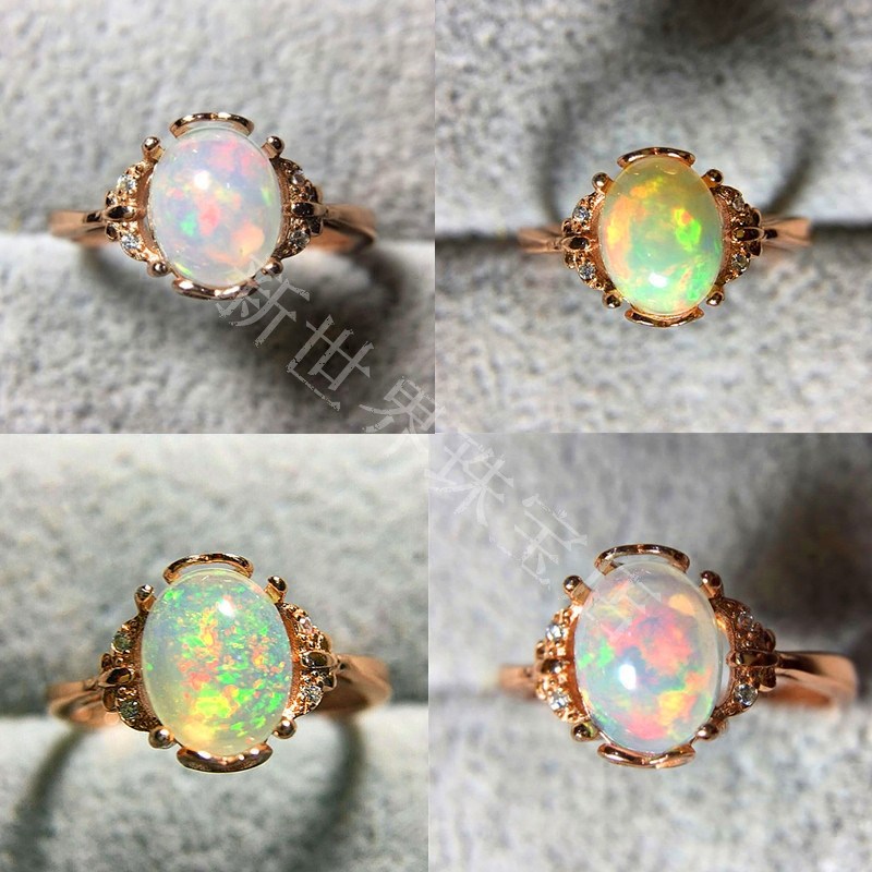 S925纯银镀18K白金玫瑰金戒指 欧泊 指环尾戒日韩礼物 女生日包邮