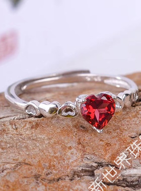 天然莫桑比克石榴石食指戒指尾戒