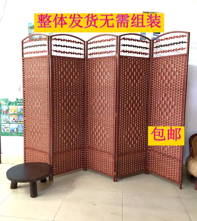 草编藤编屏风隔断现代简约客厅卧室遮挡家用折屏简易折叠移动