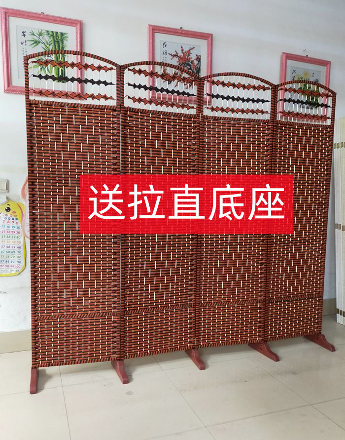 手工草编隔断时尚简约客厅卧室折屏简易折叠移动实木屏风