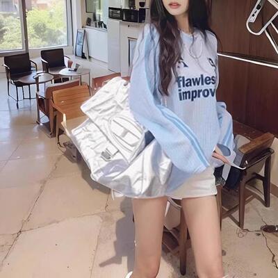 美式复古字母印花长袖T恤