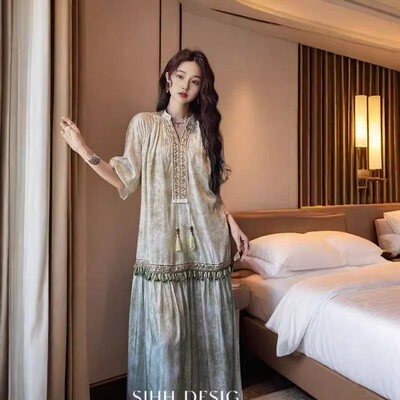 三吉【苍梧】民族风连衣裙子2025新款长裙初夏穿搭超好看