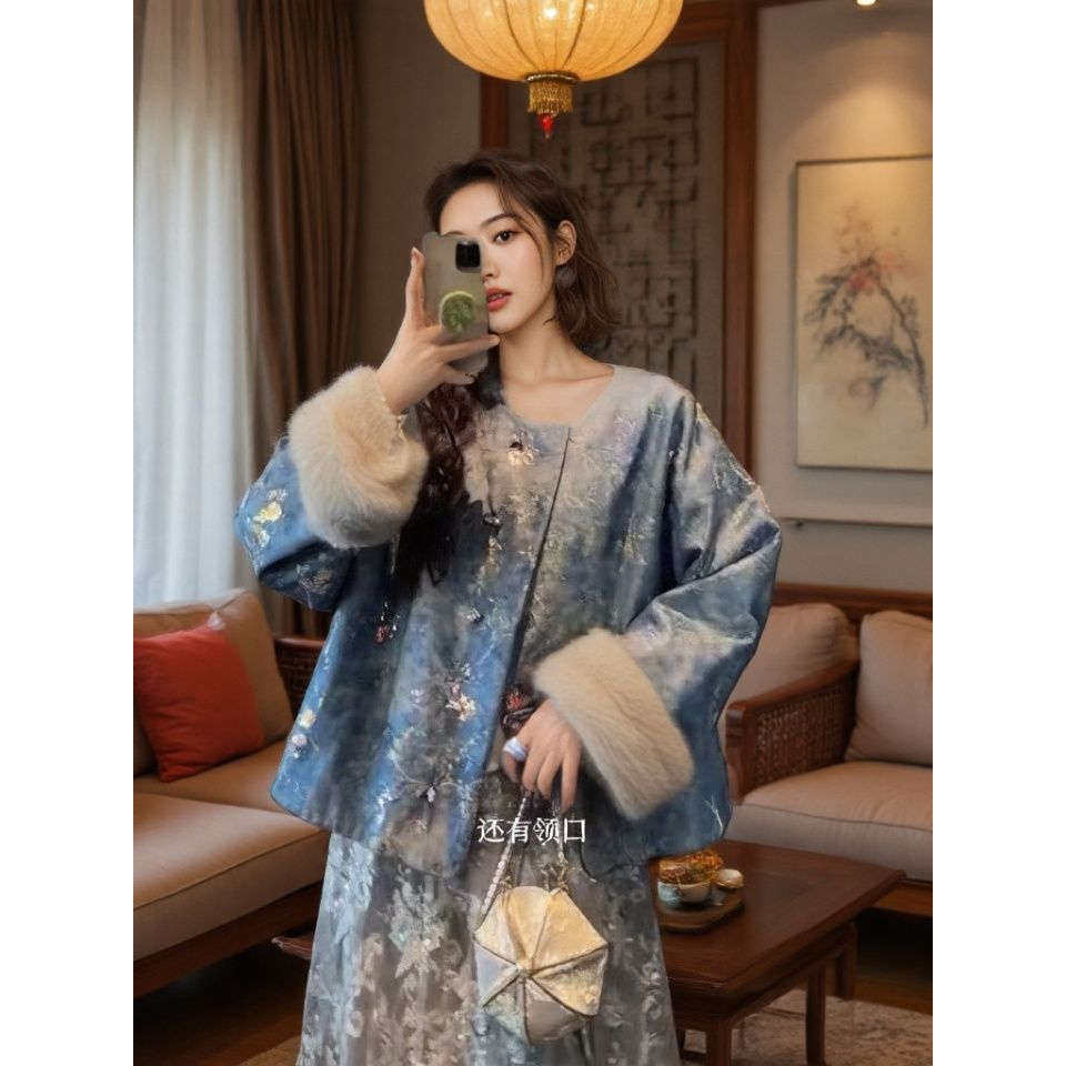 三吉同款【如意】珠片刺绣新中式加厚拜年服