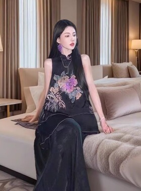 MOSS【墨韵丹华】国风新中式夏季人丝牡丹提花四件套女