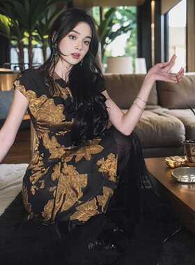 MOSS7/15 【金陵绝章】新中式老钱风斜襟开口旗袍