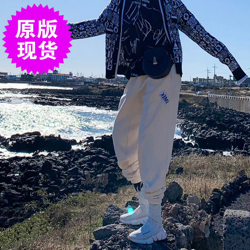 洋气新店 正点！奶白加厚收腿运动裤 配全套 加绒休闲束脚卫裤潮