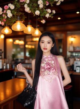 MOSS【月下芙蓉】新中式绣花马甲上衣+真丝半裙套装女