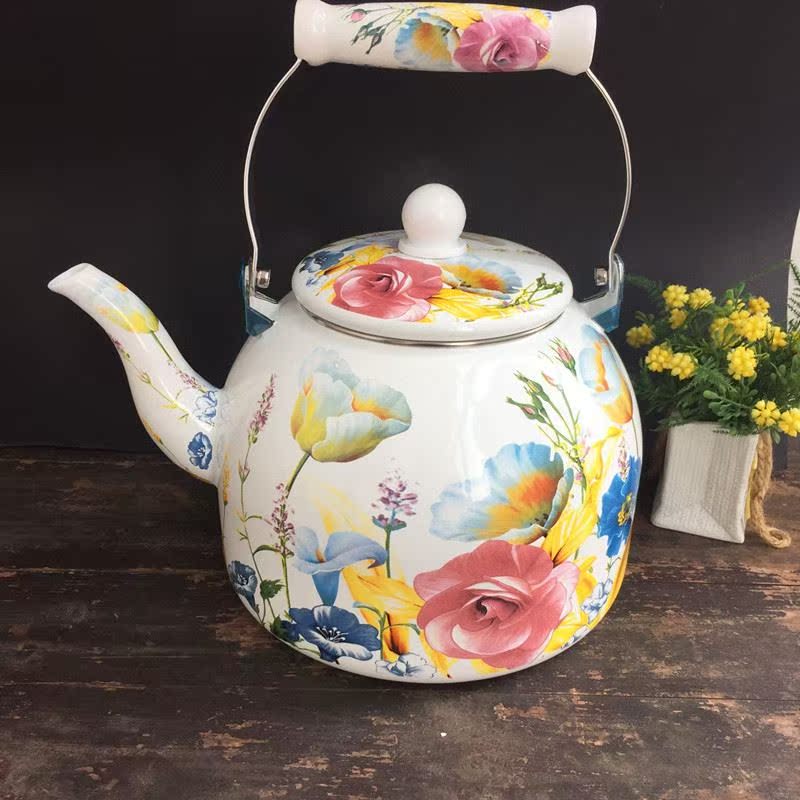 大容量加厚5L搪瓷水壶奶茶壶平底壶珐琅满花电磁炉通用茶壶凉水壶在类目 厨房/烹饪用具, 烹饪用具, 锅具/煲/烧水壶, 烧水壶中 - 来自Buy2taobao.com提供专业的淘宝代购服务