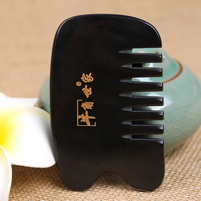 天然黑水牛角梳头部经络穴位按摩刮痧板6尺随身带加厚面部全身体