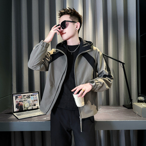 绿首314B-2-JK90-108控148秋季新款连帽外套男简约潮流夹克图片