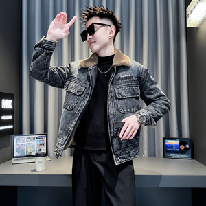 黑首314B-2-F12-P148控198冬款加厚牛仔棉衣男休闲棉服外套图片