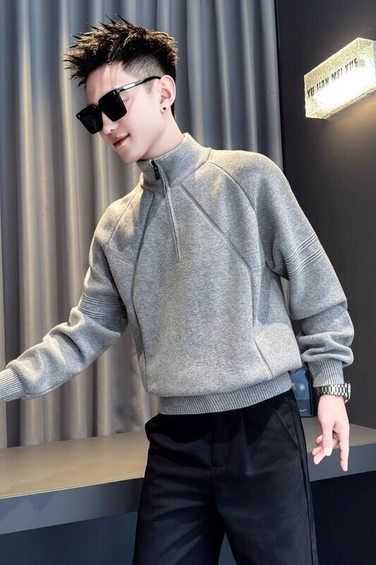 咖首314B-2-MY87-P78控108冬季新款毛衣男半高领拉链针织衫,男装针织衫/毛衣,星座314B-2