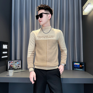 米白首314B-2-MY99-P78控108冬季新款毛衣男圆领针织衫图片