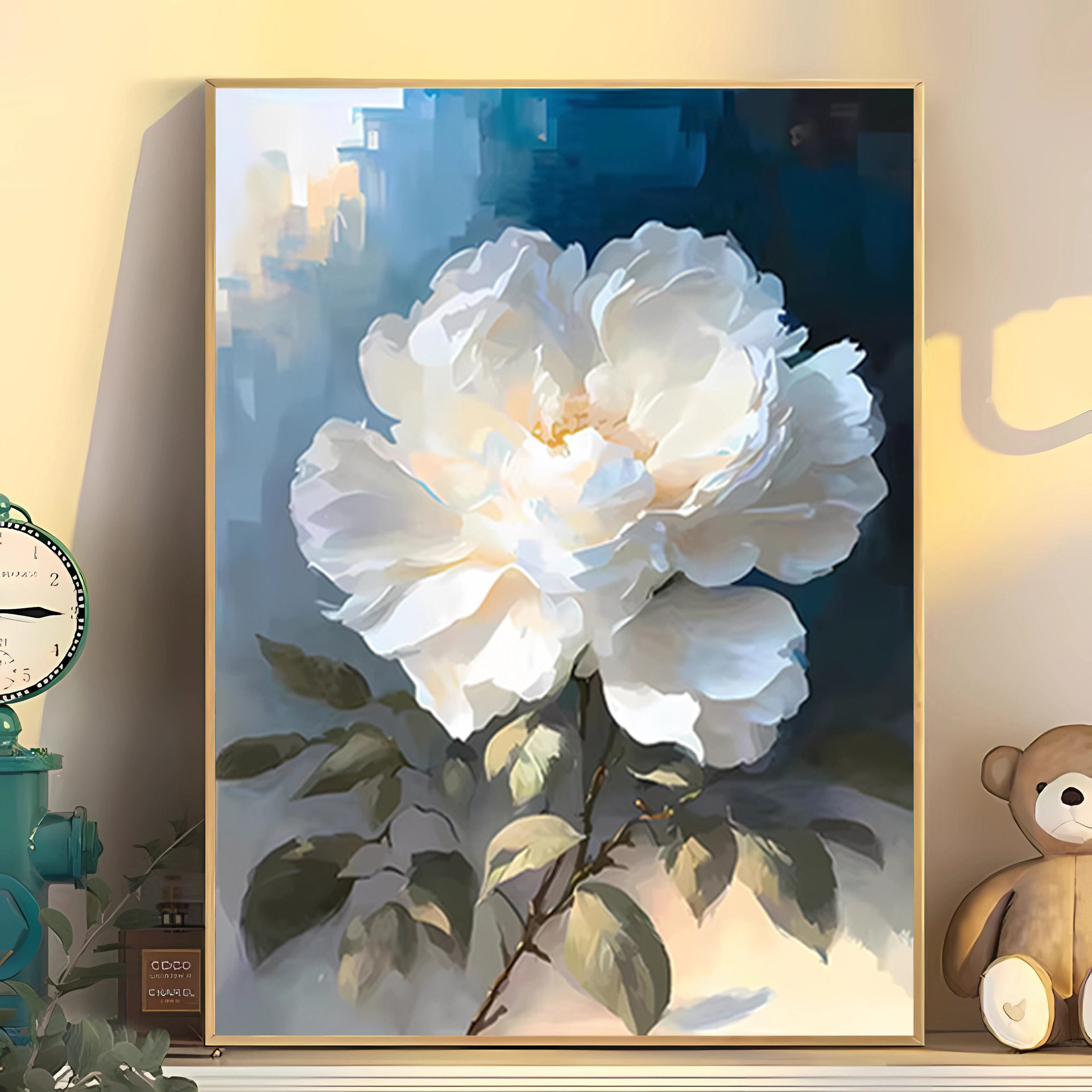 玫瑰花 diy数字油画花卉简单手工涂色丙烯画零基础填充油彩画新款