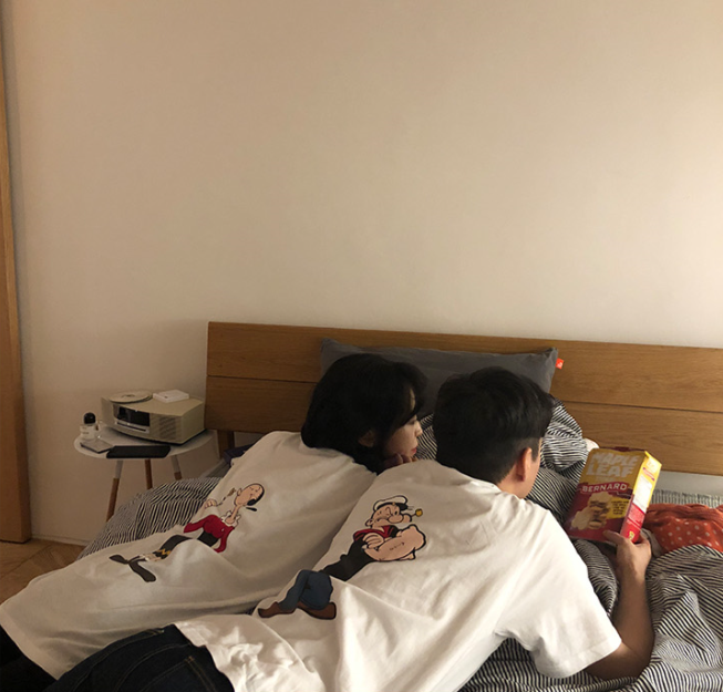 女装韩国chic风 宽松百搭大力水手奥利弗情侣短袖T恤女