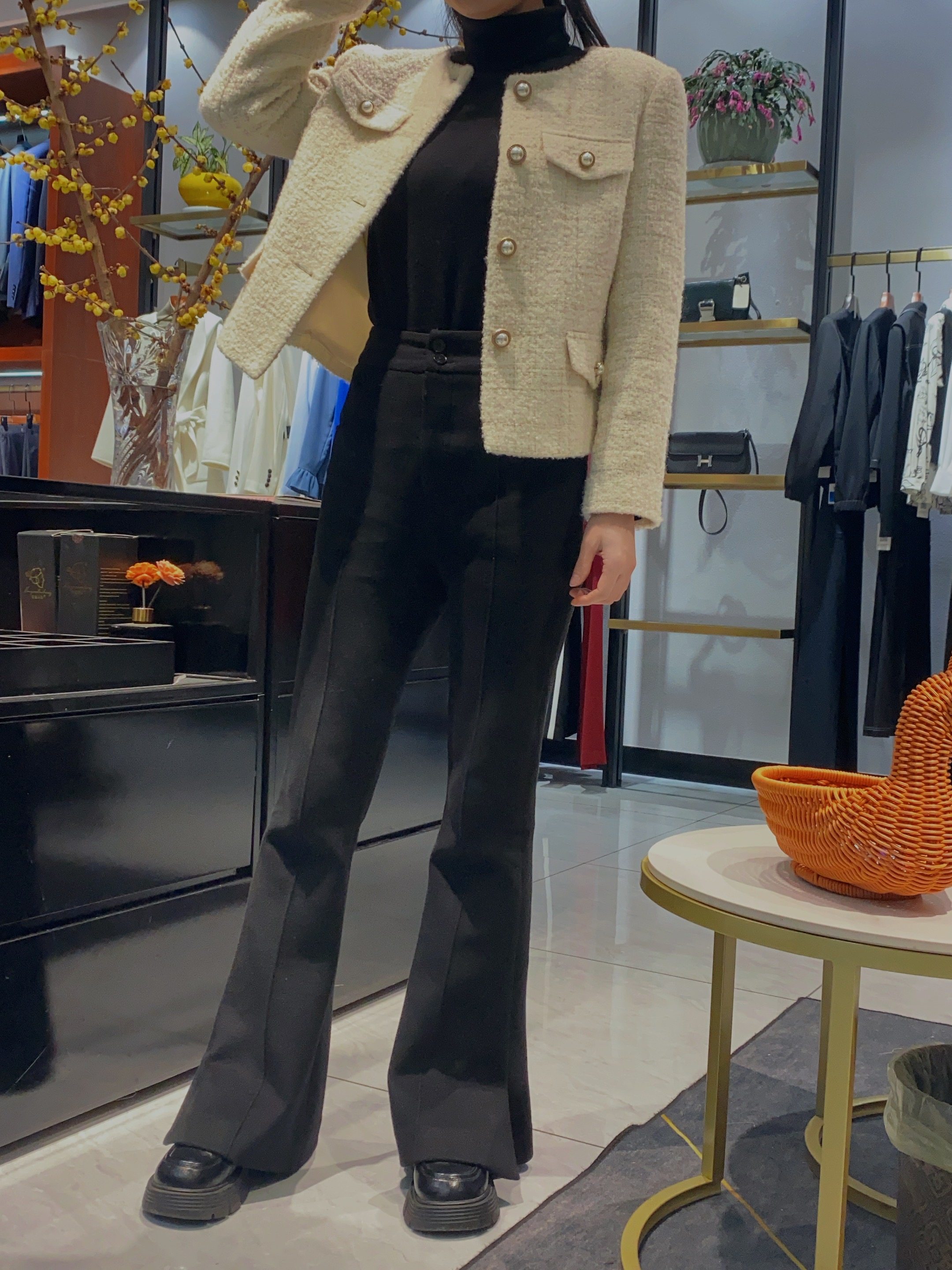 显瘦针织弹力裤子真丝羊毛混纺舒适冬装裤子喇叭裤高腰,女装/女士精品,休闲裤,淘宝优惠券,粉丝福利购,淘宝优惠卷