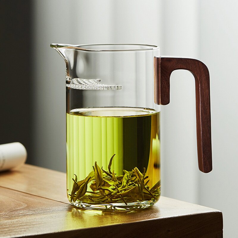 绿昌明玻璃公道杯过滤一体泡茶器图片