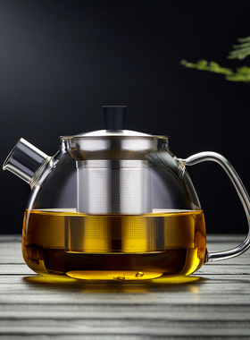绿昌明玻璃茶壶茶水分离家用花茶壶过滤泡茶壶耐高温大小号烧水壶