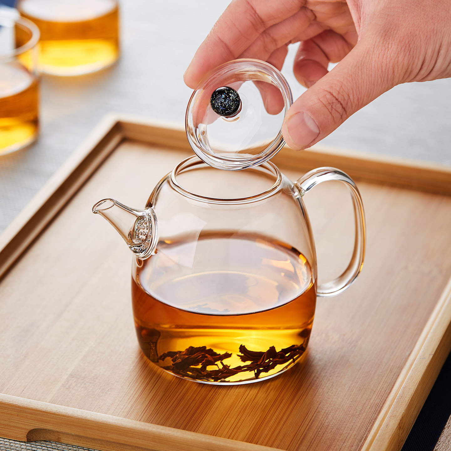 绿昌明玻璃茶壶泡茶耐高温秦权壶图片