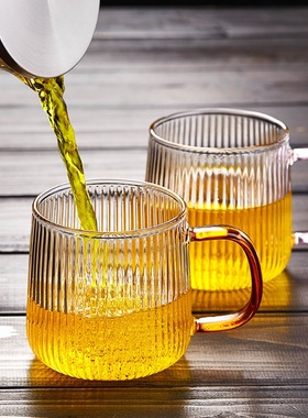 绿昌明玻璃杯带把手耐高温简约水杯单杯家用茶透明杯牛奶泡茶杯子