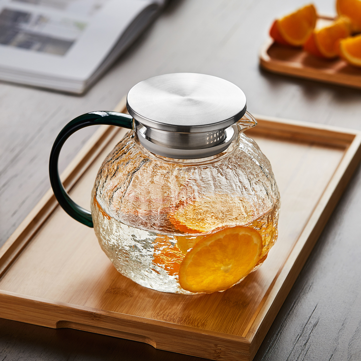 绿昌明花茶玻璃泡茶壶耐热大容量