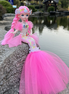 12寸肥童美人鱼公主娃娃会唱歌女孩玩具儿童生日礼物仿真梦幻玩偶