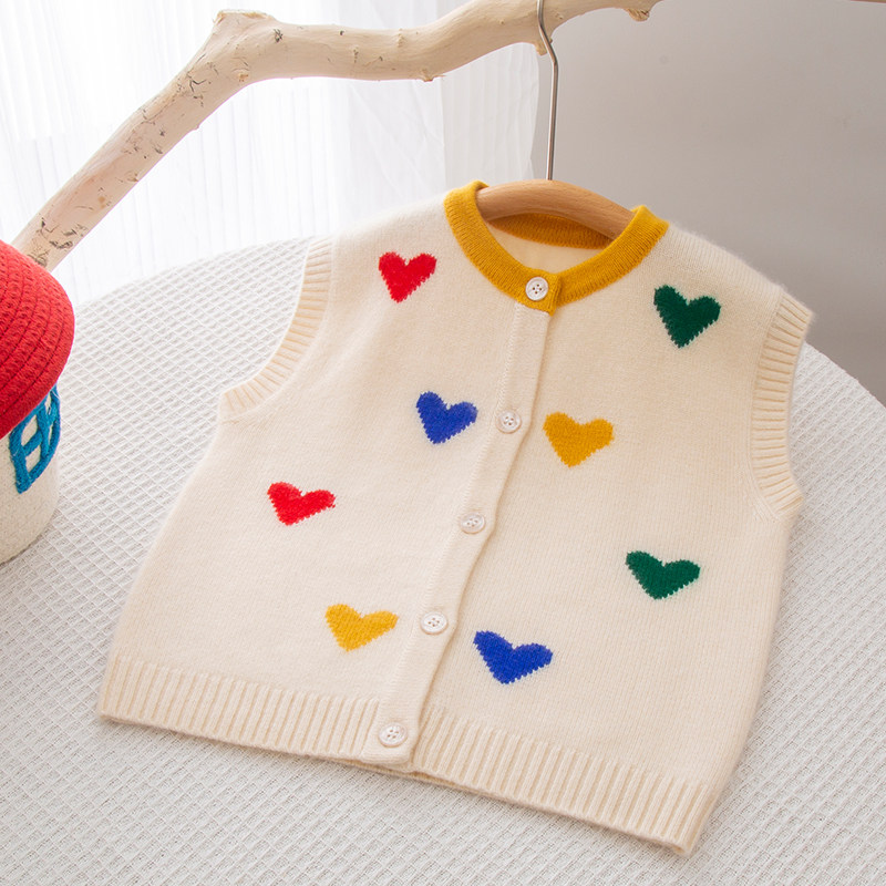 女童羊绒衫马甲儿童毛衣背心宝宝开衫坎肩100%纯山羊绒男童羊毛衫